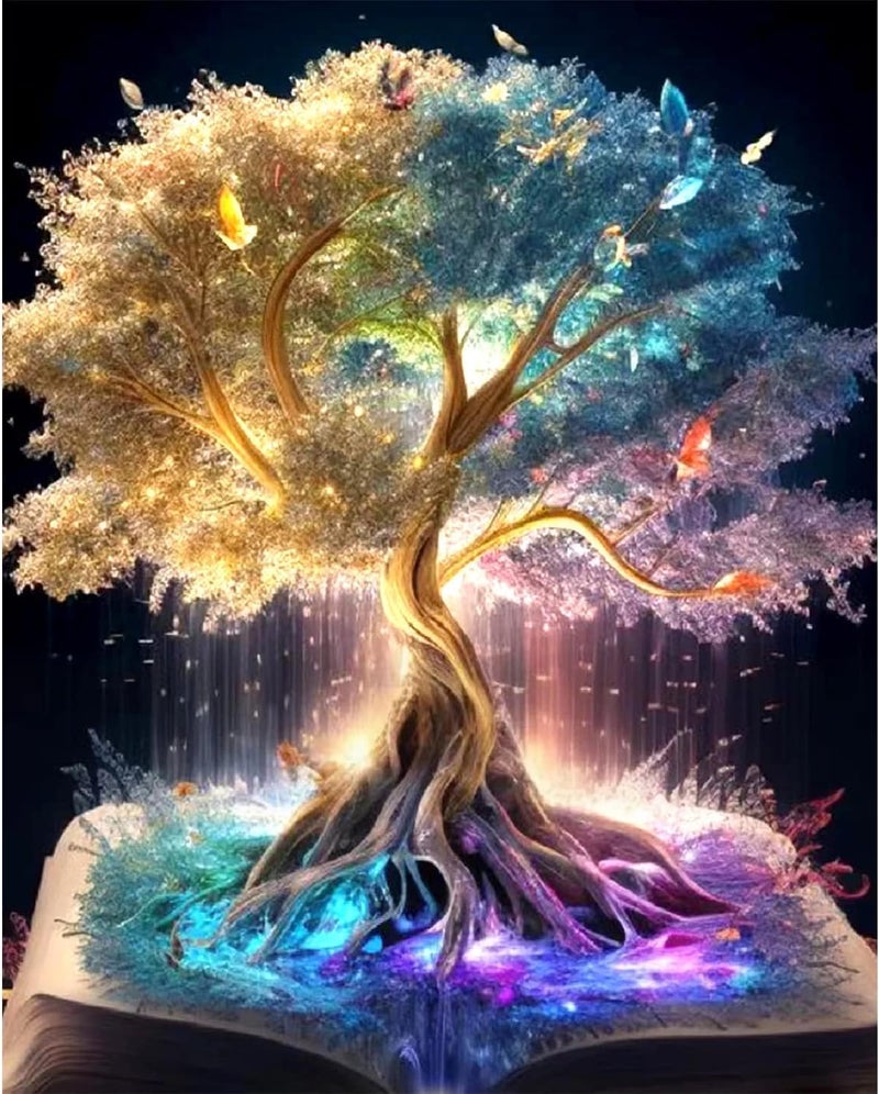 Tiwabb Tree of Life Stamped Cross Stitch Kits - Counted Cross Stitch Kits for Beginners Adults,11 CT Patterns Dimensions Embroidery Kits Arts Craft Kits,for Gift and Home Decor 12 x 16in - Image 1